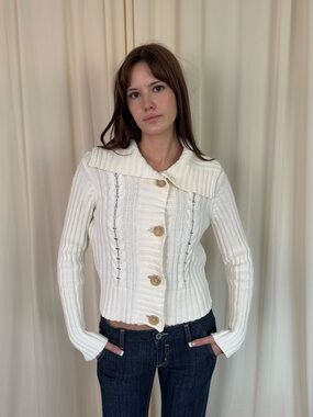 Vtg chunky rib knit cardigan